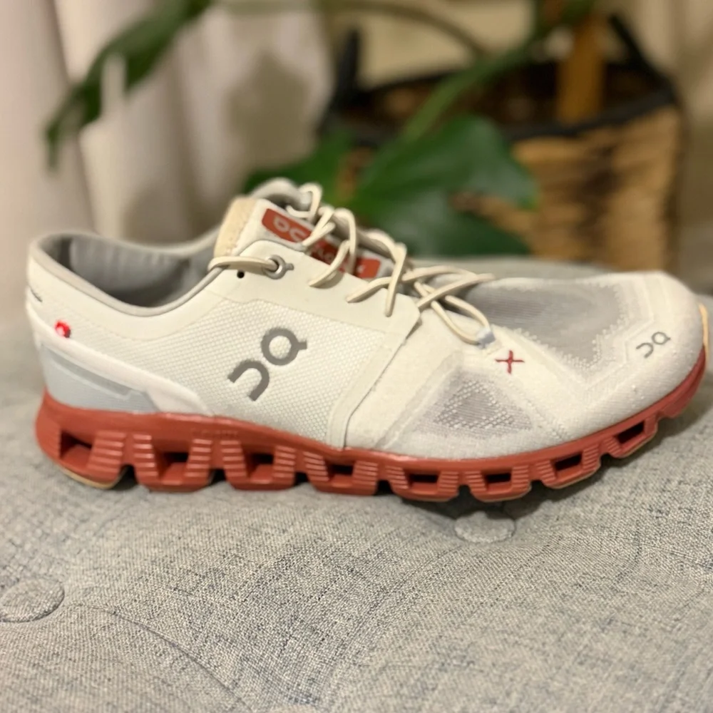 On Cloud X 3 Running Shoe Auburn/Ice Mesh White Women9.5 Men 8 ✨EUC! Trending - Picture 5 of 12